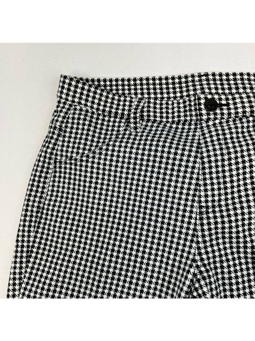 Uniqlo Womens Cropped Pants Black White Houndstooth Cuffed Pockets L Junior - Picture 8 of 11